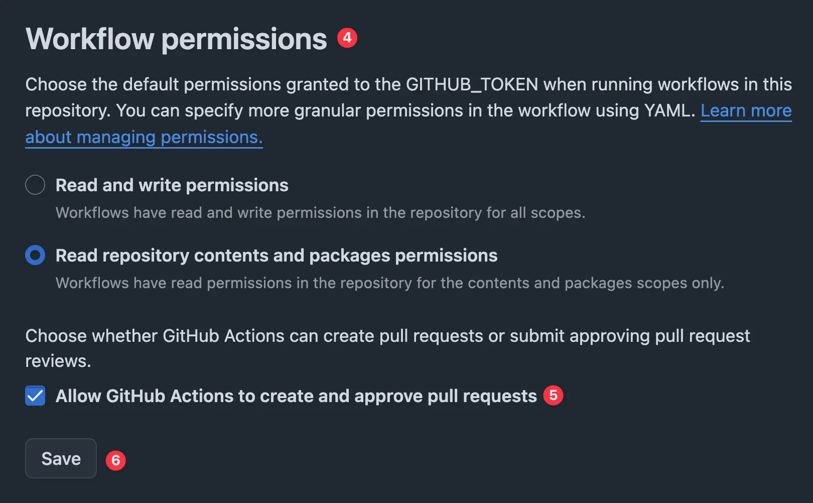 Navigating to GitHub Actions settings in the repository menu